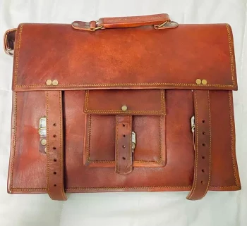 Craftshades – 13 Inch Classic Handcrafted Goat Leather Laptop Bag | 100% Genuine Leather