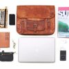 Craftshades – 13 Inch Single Pocket Double Strip Handcrafted Satchel Goat Leather Bag | 100% Genuine Leather - Image 4