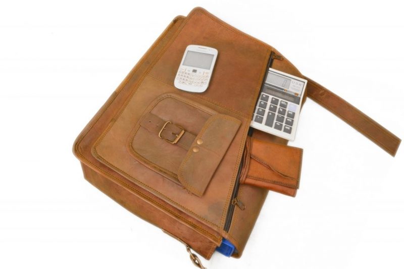15 Inches Luxury Style Genuine Leather Cross Body Shoulder Bag Handmade Bag - Image 3