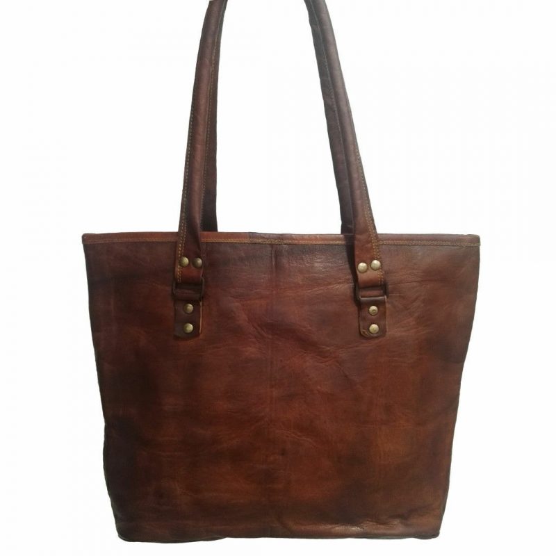 Craftshades – 16 inch Handcrafted Leather Women’s with pocket Tote Bag | 100% Genuine Leather - Image 3