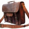 Craftshades – 13 Inch Single Pocket Double Strip Handcrafted Satchel Goat Leather Bag | 100% Genuine Leather - Image 3