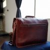 Craftshades – 11*15 Inch | Double Strip Handcrafted Messenger goat Leather Bag (Brown) | 100% Genuine Leather - Image 2