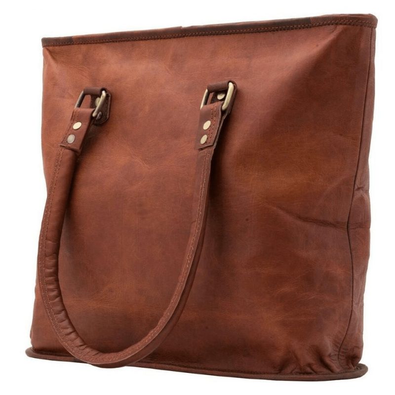 Craftshades – 13 inch Handcrafted Leather Women’s with pocket Tote Bag | 100% Genuine Leather - Image 3