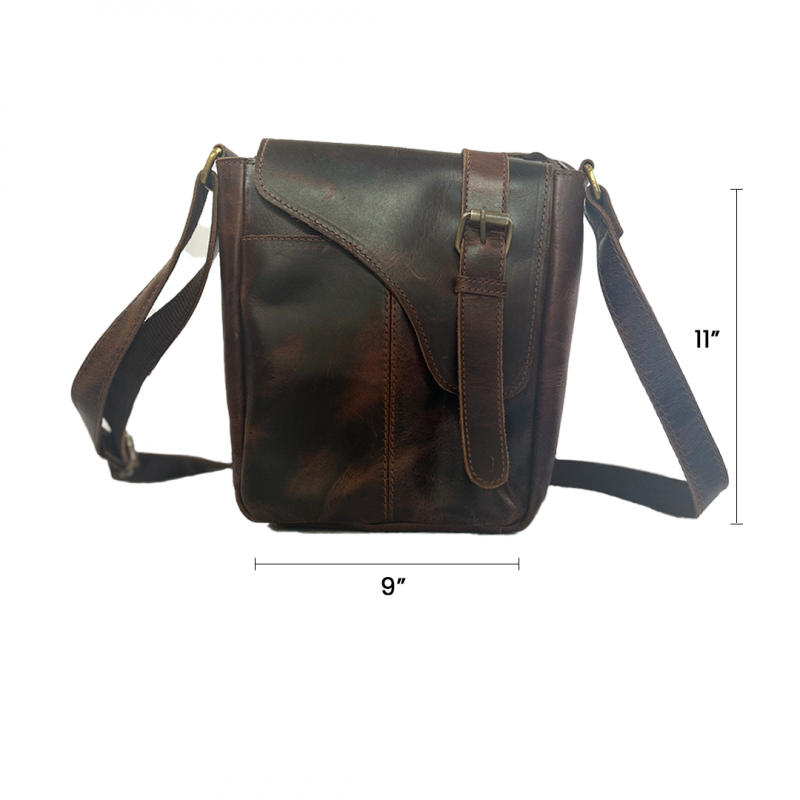 Craftshades – 9 Inch Buffalo dark brown Leather Sling Bag | 100% Genuine Leather - Image 3