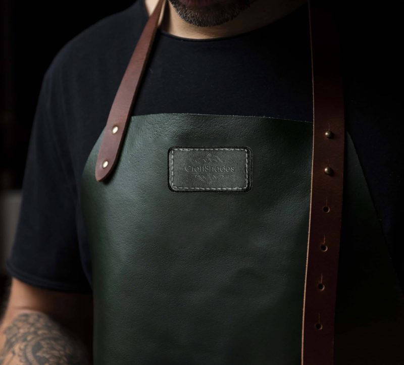 CraftShades leather Apron for Men Green Colour - Image 2
