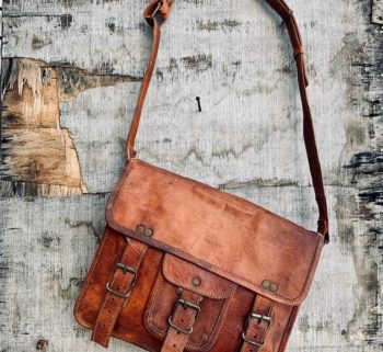 Craftshades – Single Pocket Double Strip Handcrafted Satchel Leather Bag | 100% Genuine Leather 10 x 13 x 3 Inch