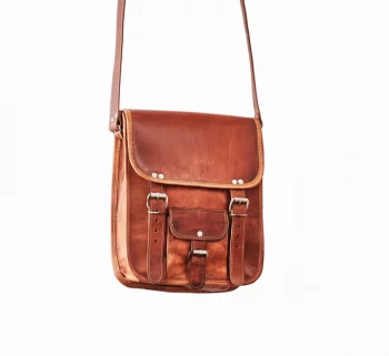 Craftshades –Single Pocket Double Strip 9*11 Inch Handcrafted Satchel Leather Bag | 100% Genuine Leather