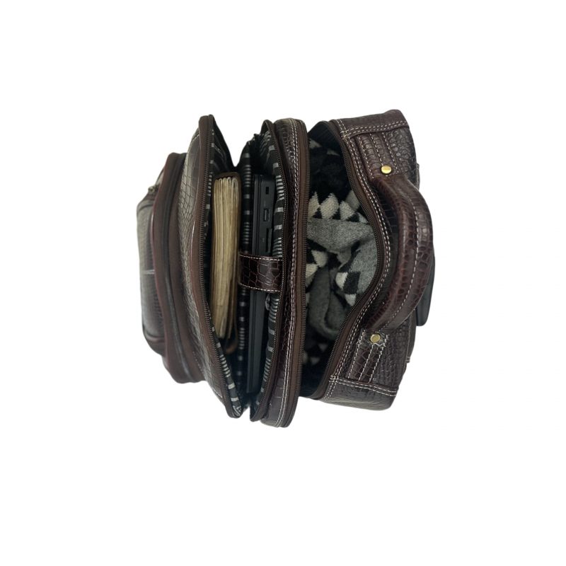Leather Backpack For men office use with laptop compartment (Brown) - Image 5