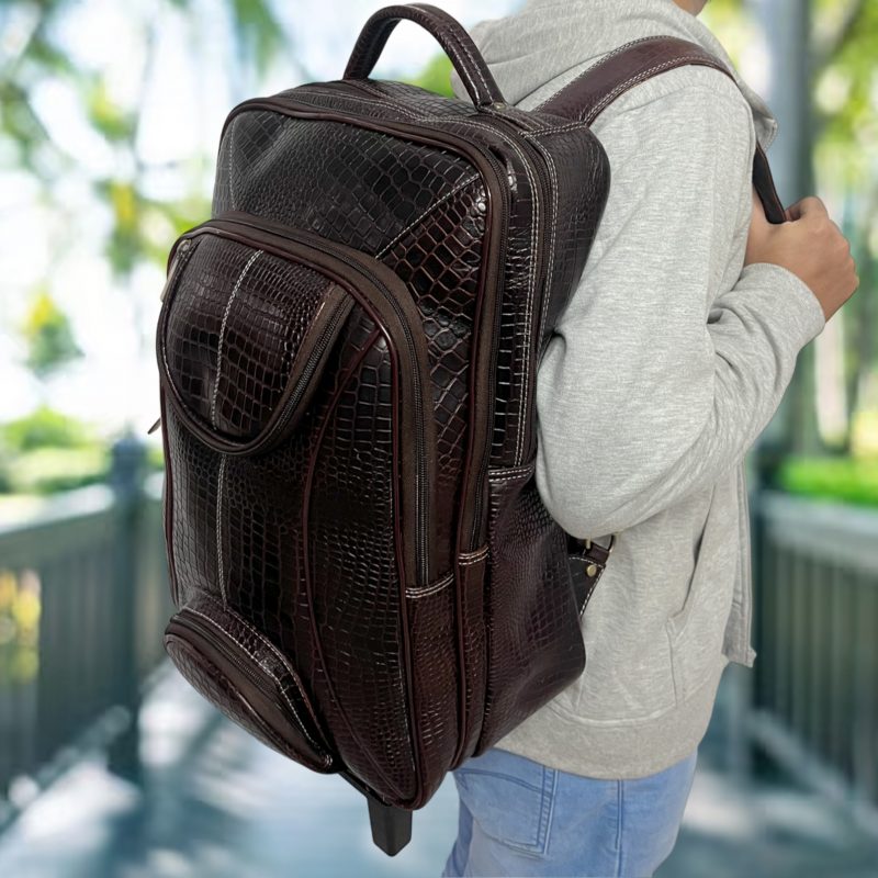Leather Backpack For men office use with laptop compartment (Brown) - Image 2