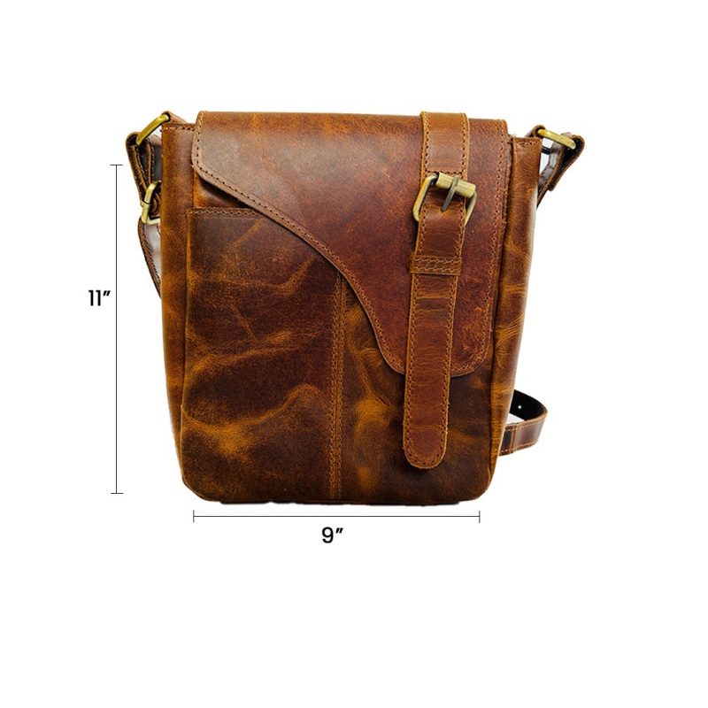 Live with Leather – 9 Inch Buffalo light brown Leather Sling Bag | 100% Genuine Leather - Image 4