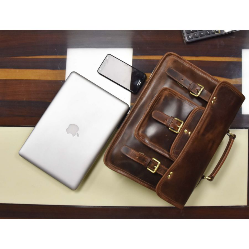 Buffalo Leather Laptop Bag - Image 8