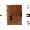 CraftShades - Leather Diary Embossed With Leaf of Tree & a Quote Antique Handmade Leather Bound Diary cum Notepad for Men and Women Plain Paper of 5×7 Inch Size 240 Pages Perfect for Travel Diary - Image 3