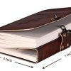 CraftShades-Handmade Leather Diary Embossed with star, journey & double wolf Diary with Antique Lock for Artist Sketchbook, Scrapbook, Drawing, Writing etc .Size 5 * 7 inch (THE JOURNEY) - Image 3