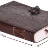 CraftShades- Handmade Leather Diary Embossed with star, journey & double wolf Diary with Antique Lock for Artist Sketchbook, Scrapbook, Drawing, Writing etc .Size 5 * 7 inch (DOUBLE WOLF) - Image 3