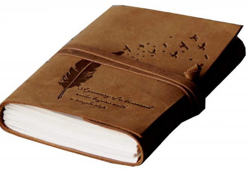 CraftShades - Leather Diary Embossed With Leaf of Tree & a Quote Antique Handmade Leather Bound Diary cum Notepad for Men and Women Plain Paper of 5×7 Inch Size 240 Pages Perfect for Travel Diary - Image 6