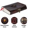 CraftShades - Leather Diary for Men & Women with Semi Precious Stone & Antique Buckle Lock, 240 Unlined 125 GSM Thick Papers Best for Artist Scrapbook, Drawing, Writing Size 5×7 inch (Brown) - Image 2
