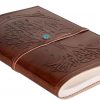 CraftShades - Refillable Leather Diary - Feather with Birds, Leaf of Tree Embossed with Quote 125 GSM Plain 200 Papers Notepad for Men and Women - Size 6 x 8.5 Inch (Tree Embossed) - Image 3