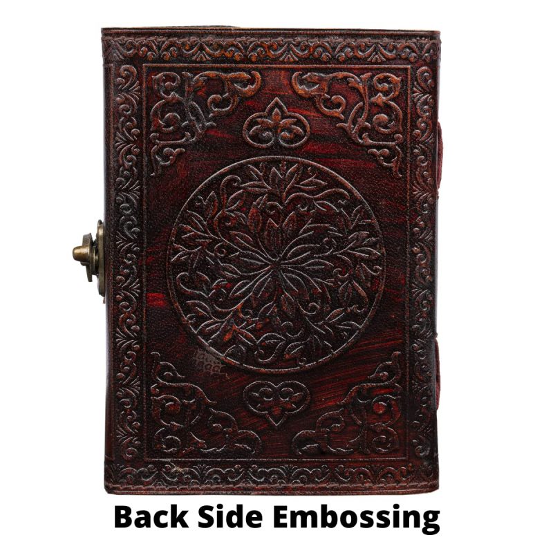 CraftShades - Leather Diary for Men & Women with Semi Precious Stone & Antique Buckle Lock, 240 Unlined 125 GSM Thick Papers Best for Artist Scrapbook, Drawing, Writing Size 5×7 inch (Brown) - Image 4