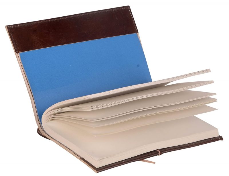 CraftShades - Refillable Leather Diary - Feather with Birds, Leaf of Tree Embossed with Quote 125 GSM Plain 200 Papers Notepad for Men and Women - Size 6 x 8.5 Inch (Leaf Embossed) - Image 5