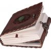 CraftShades - Leather Diary with Antique Green Stone Handmade Leather Bound Diary for Men and Women Unlined 5×7 inches Size 200 Pages Travel Diary with Antique Lock Best Choice of Gift for Raksha Bandhan Day (Green Stone) - Image 4