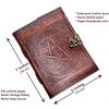 Craftshades -Handmade Leather Diary Embossed with star, journey & double wolf Diary with Antique Lock for Artist Sketchbook, Scrapbook, Drawing, Writing etc .Size 5 * 7 inch  - Image 3