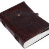 CraftShades- Handmade Leather Diary Embossed with star, journey & double wolf Diary with Antique Lock for Artist Sketchbook, Scrapbook, Drawing, Writing etc .Size 5 * 7 inch (WOLF WITH STONE) - Image 2