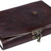 CraftShades- Handmade Leather Diary Embossed with star, journey & double wolf Diary with Antique Lock for Artist Sketchbook, Scrapbook, Drawing, Writing etc .Size 5 * 7 inch (WOLF WITH STONE) - Image 6