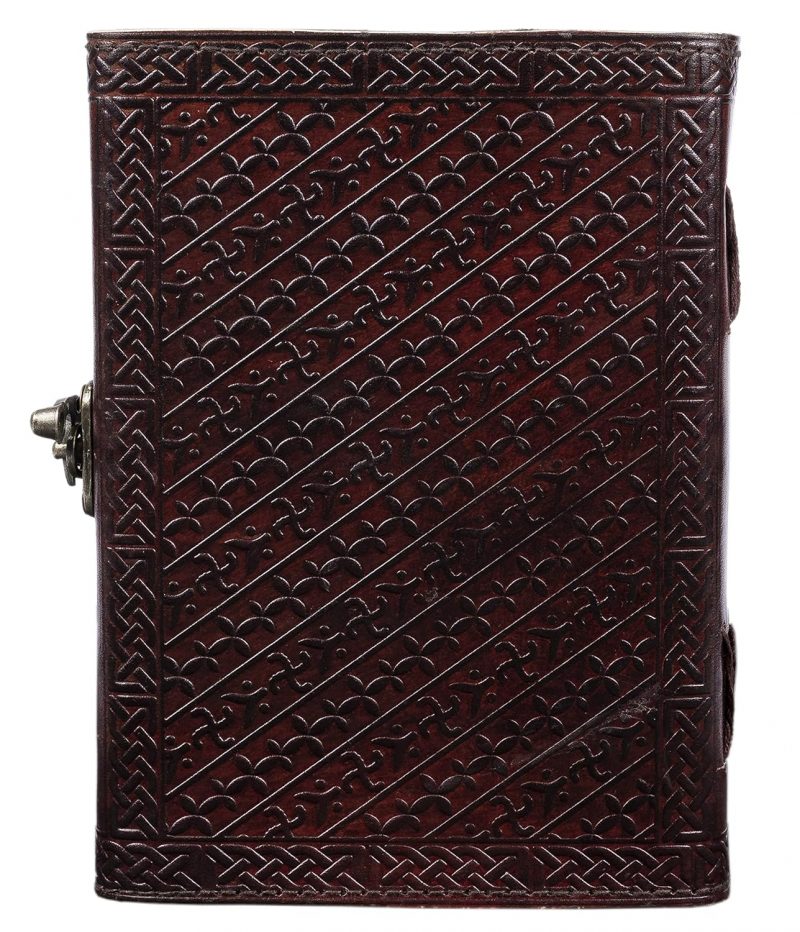 CraftShades- Handmade Leather Diary Embossed with star, journey & double wolf Diary with Antique Lock for Artist Sketchbook, Scrapbook, Drawing, Writing etc .Size 5 * 7 inch (WOLF WITH STONE) - Image 7
