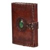 CraftShades - Leather Diary with Antique Green Stone Handmade Leather Bound Diary for Men and Women Unlined 5×7 inches Size 200 Pages Travel Diary with Antique Lock Best Choice of Gift for Raksha Bandhan Day (Green Stone) - Image 6