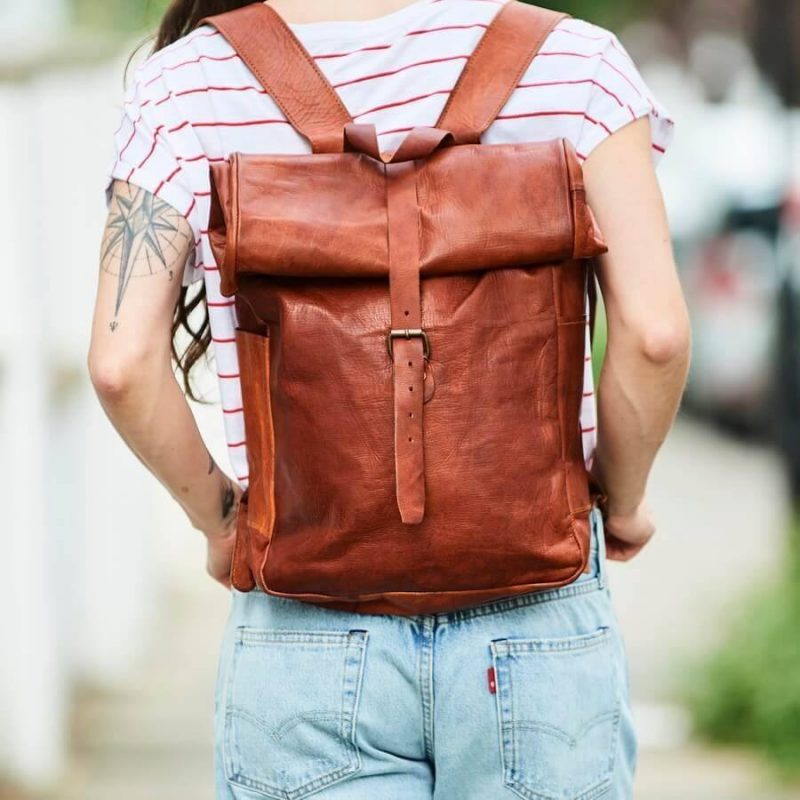 CraftShades-12*16 Inch leather backpack Unisex For Girls And Boys | 100 Genuine Leather