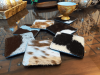 Image for Real Cowhide Coasters Set Western Decor Cow Hide Leather