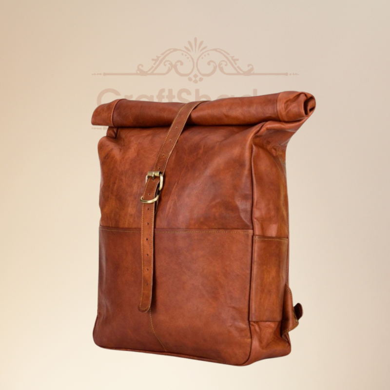 CraftShades-12*16 Inch leather backpack Unisex For Girls And Boys | 100 Genuine Leather - Image 3