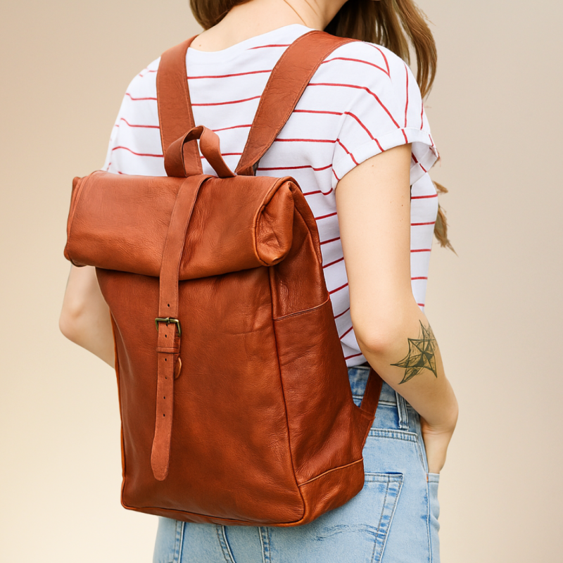 CraftShades-12*16 Inch leather backpack Unisex For Girls And Boys | 100 Genuine Leather - Image 8