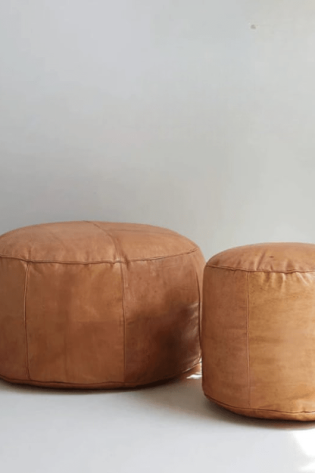 Image for Authentic Round Moroccan Leather Pouf