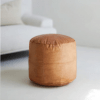 Authentic Round Moroccan Leather Pouf - Image 2