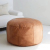 Authentic Round Moroccan Leather Pouf - Image 3