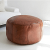 Authentic Round Moroccan Leather Pouf - Image 4