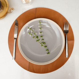 Image for Round Leather Placemats Set