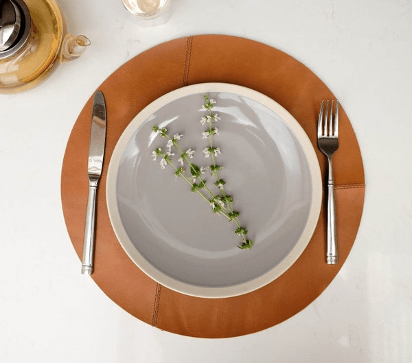 Image for Round Leather Placemats Set
