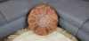 White Stitching Leather Pouf Ottoman Moroccan Pouffe