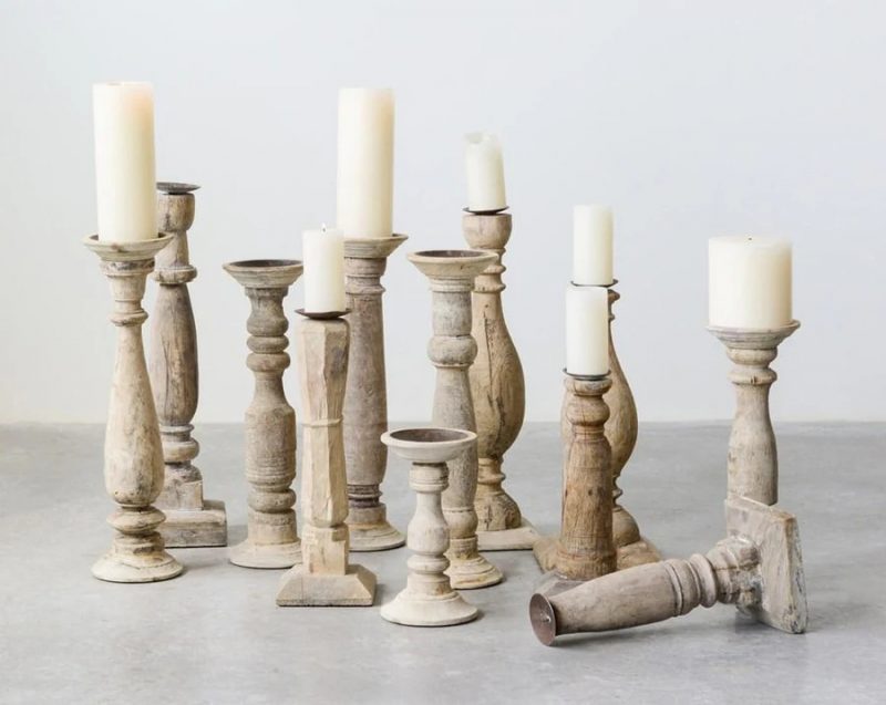 Craftshades Antique Wooden Baluster Candle Stand