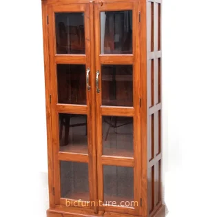 Craftshades Antique Wooden Glass Fronted Library Bookcase