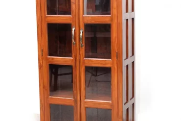 Craftshades Antique Wooden Glass Fronted Library Bookcase