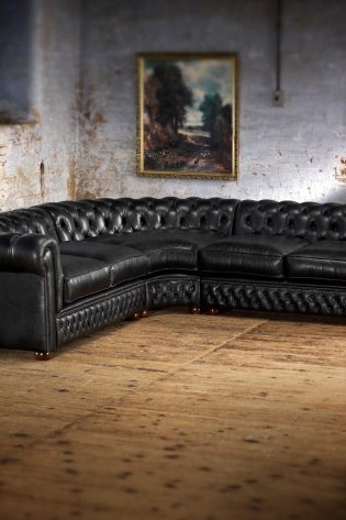 Craftshades Charcoal Black L shape Chesterfield sofa