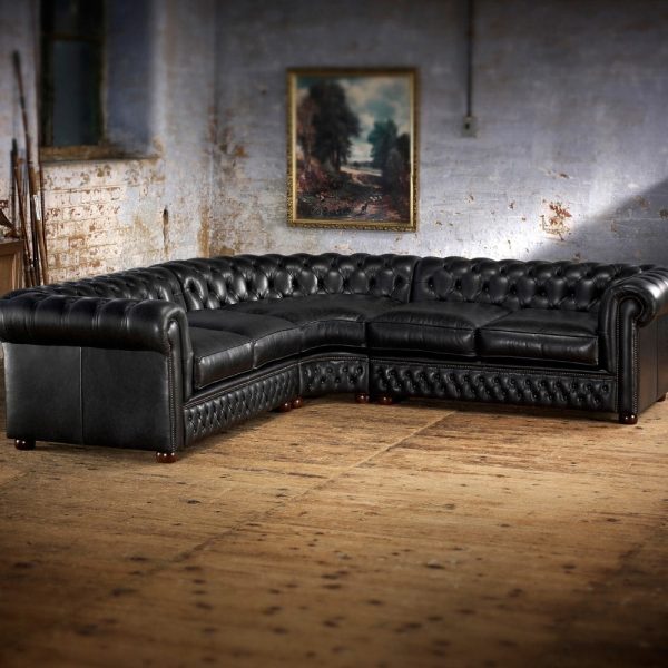 Craftshades Charcoal Black L shape Chesterfield sofa