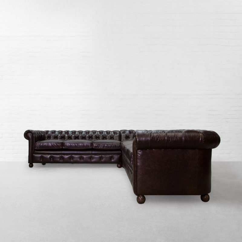 Craftshades Chocolate Brown L shape Chesterfield Sofa - Image 4