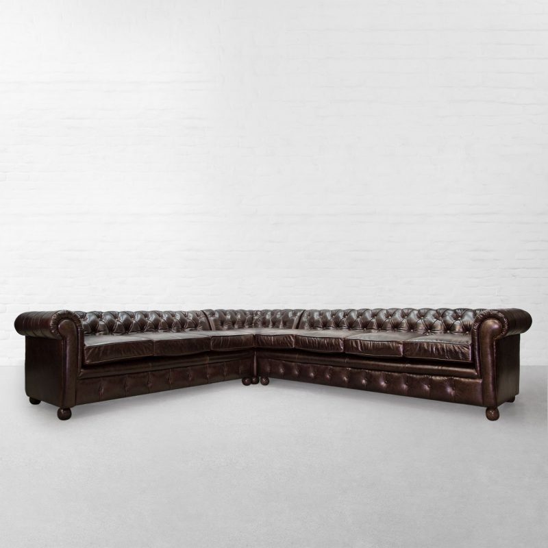 Craftshades Chocolate Brown L shape Chesterfield Sofa - Image 5