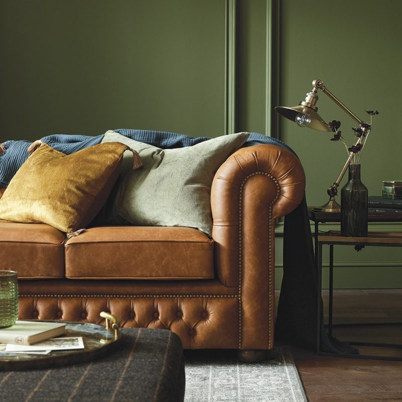 Craftshades Cognac Brown L shape Chesterfield Sofa - Image 4