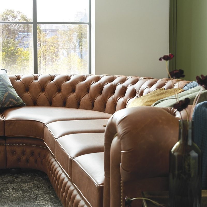 Craftshades Cognac Brown L shape Chesterfield Sofa - Image 3