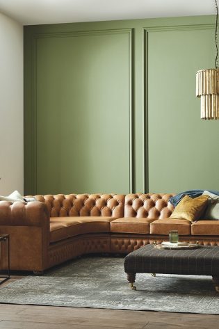 Craftshades Cognac Brown L shape Chesterfield Sofa